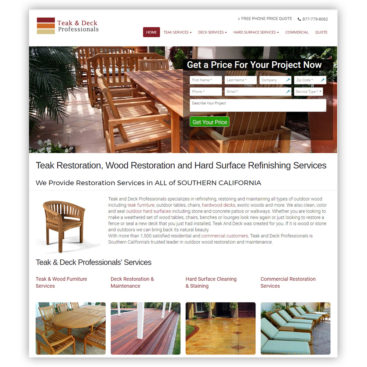 Website designers Teak and Deck Homepage
